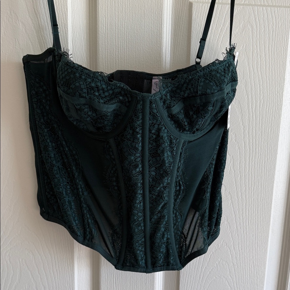 Urban Outfitters Dark Green Lace Bustier Corset Top - Picture 4 of 6